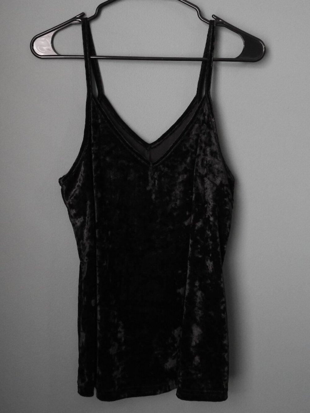 2/$15 SheIn Size Large Black Crushed Velvet Strappy Cami Tank Romantic Soft